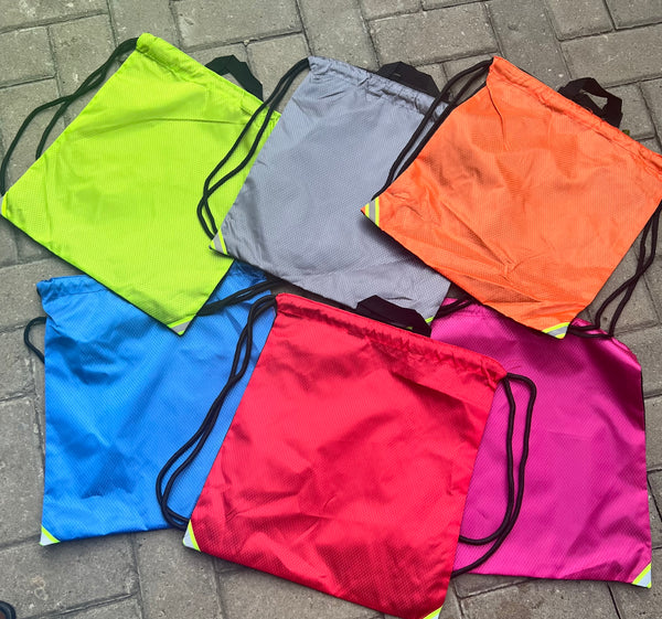 Drawstring bag with reflectors