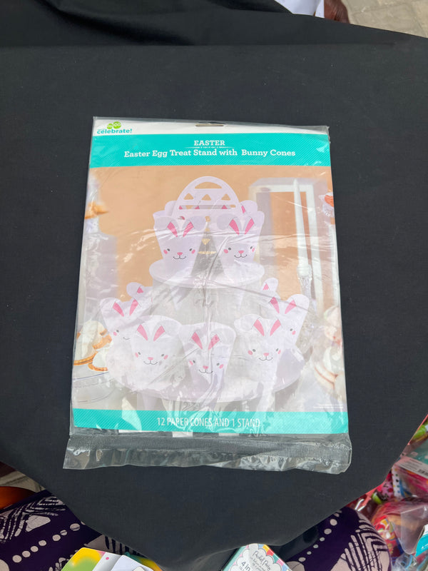 Easter Egg Treat Stand with bunny cones