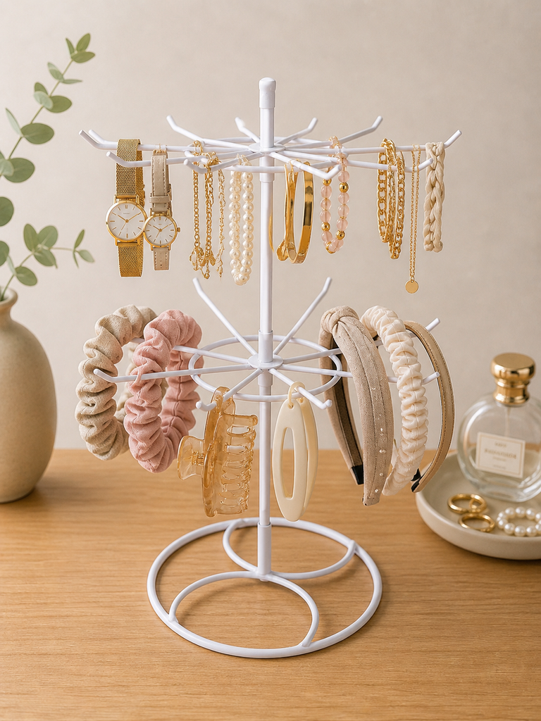 Multi-tier rotating metal display rack