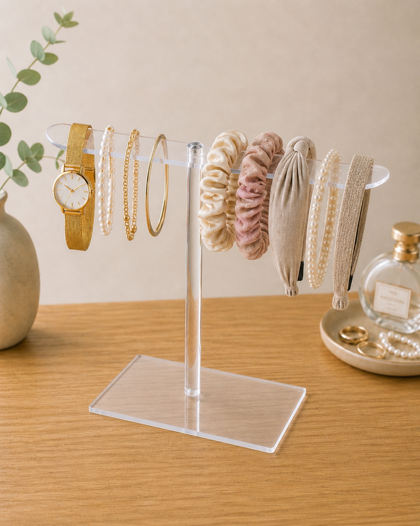 Acrylic T-bar accessory display stand