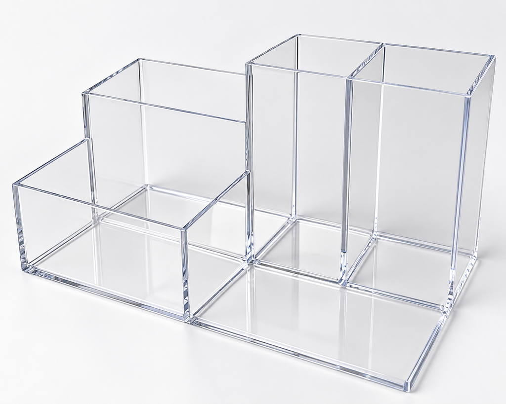 Acrylic multi-compartment desk organizer
