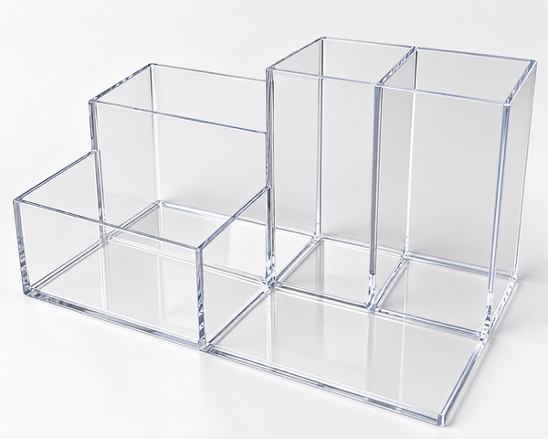 Acrylic multi-compartment desk organizer