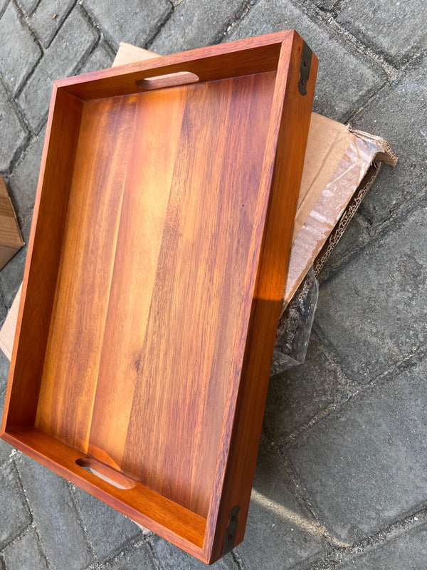 Wooden tray with Brass accents