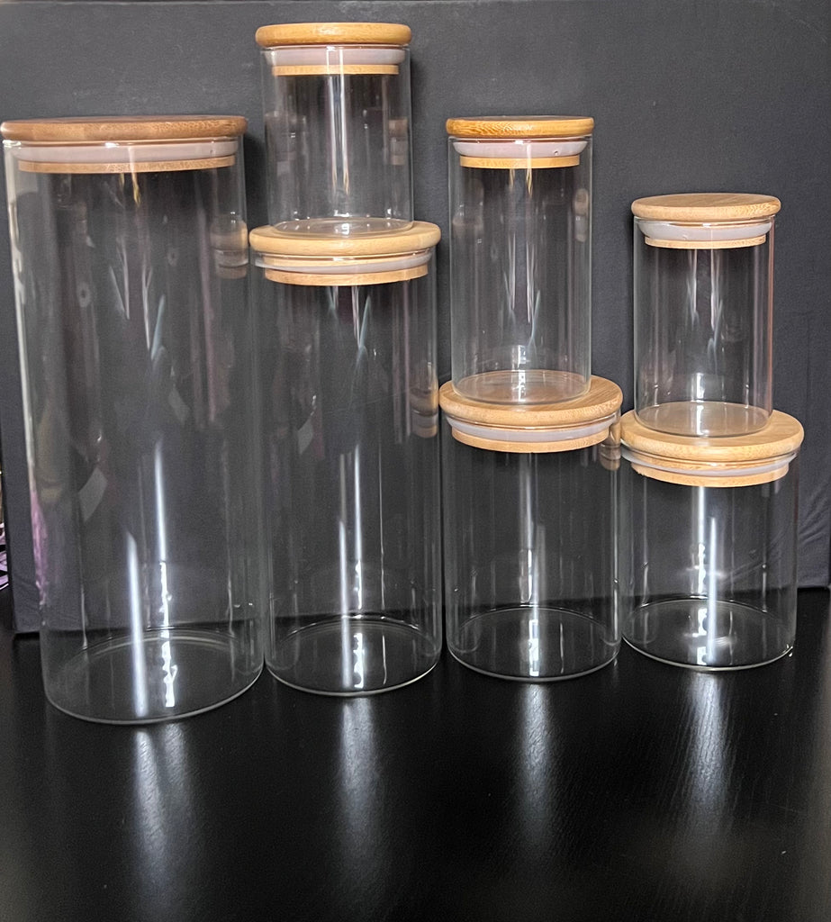 Storage Glass Jars with Bamboo Lid 10 pcs 600 ml