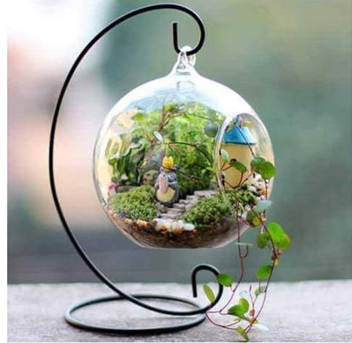 Glass Planter with Soft Rose Gold Hanger