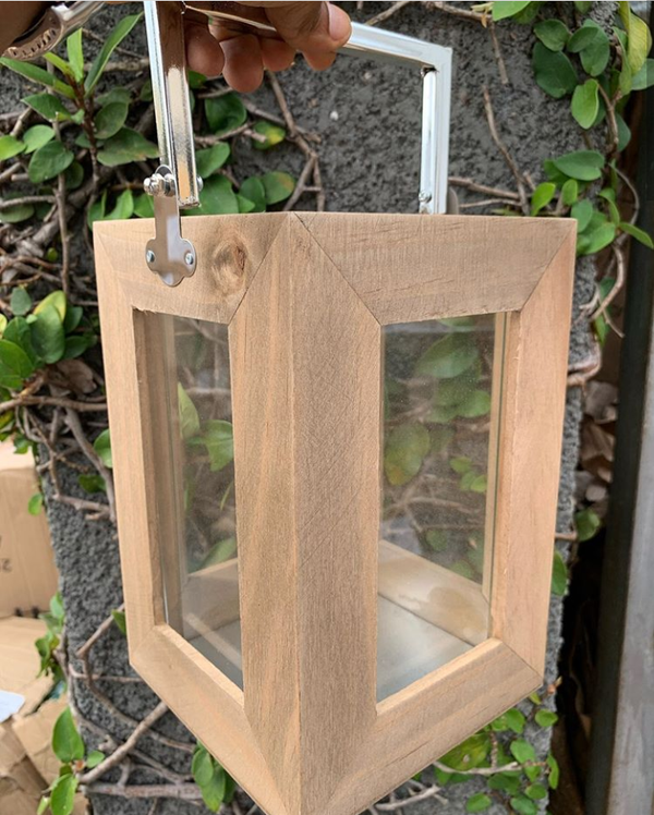 Wood with Metal Handle Candle Holder