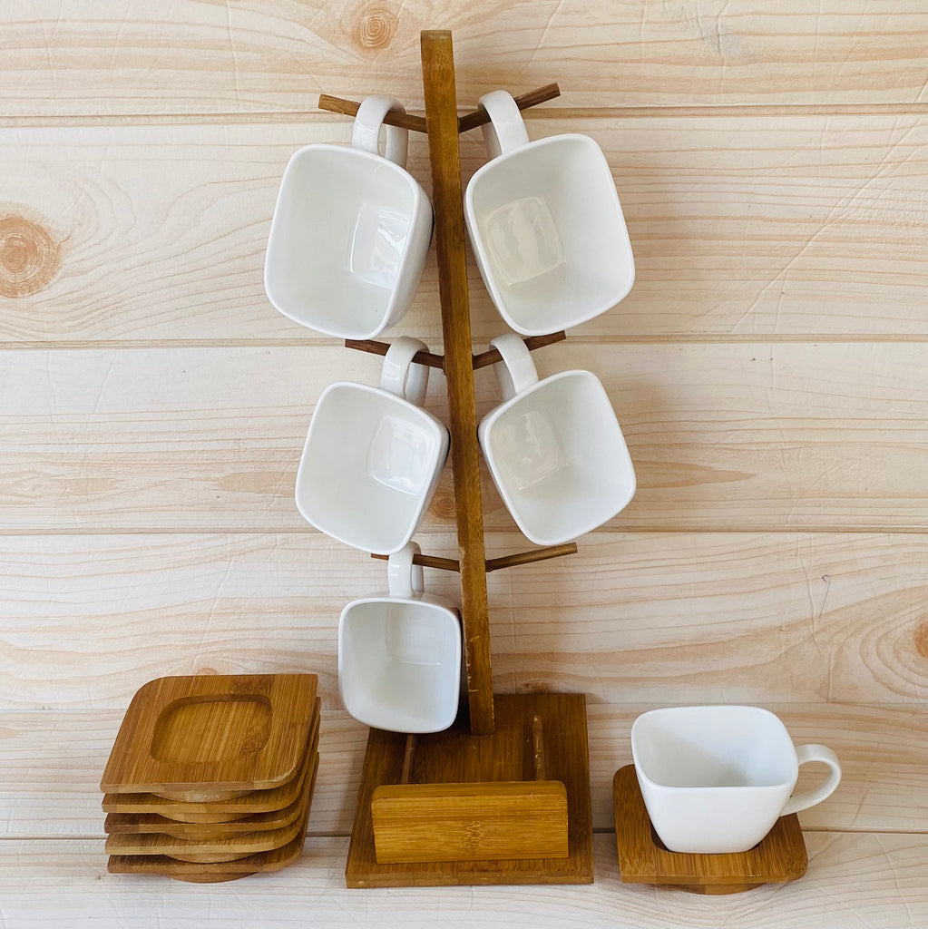 Ceramic and wood Tea set