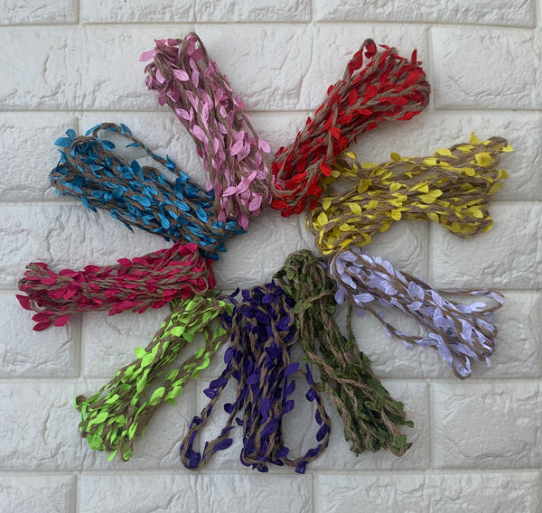 Burlap leaf ribbon