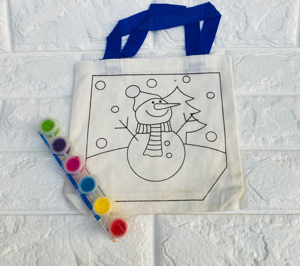 Canvas bags with paint.