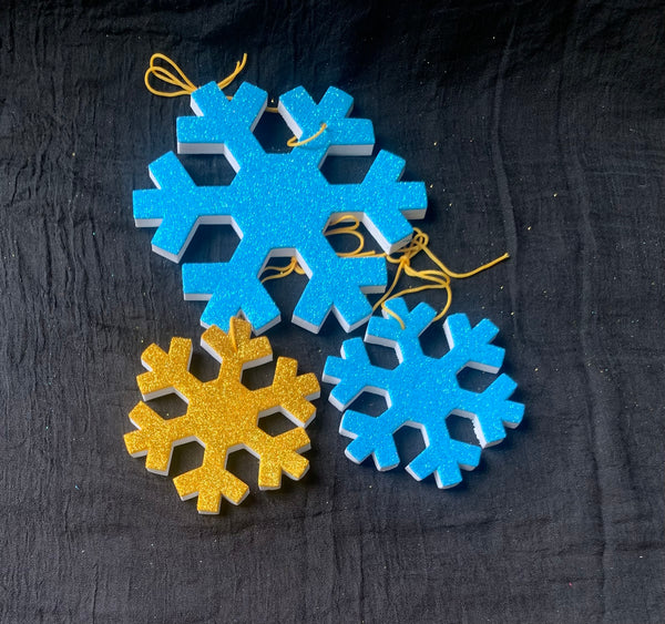 Glitter foam snowflakes.